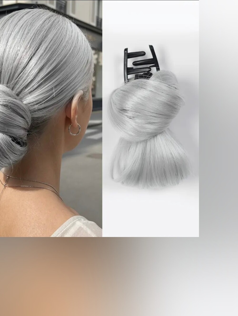 NEW Silver Clip-In Hair Extension Piece for Women